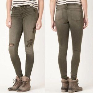 Flying Monkey Vintage Olive Ripped Skinny Jeans